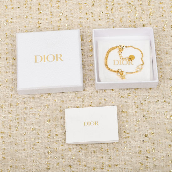 Christian Dior CD Crystal Embellished Star Pendant Bracelet