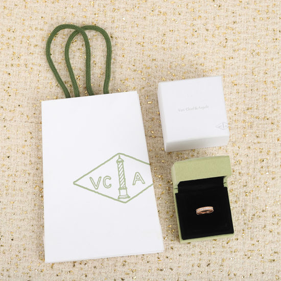 Van Cleef & Arpels VCA Full Pave Beaded Silver Ring