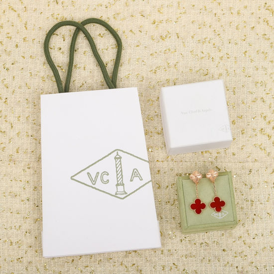 Van Cleef & Arpels VCA Natural Carnelian Laser Cut Earrings