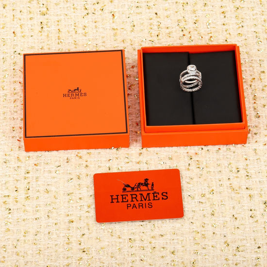 Hermes Diamond Accent Silver Ring