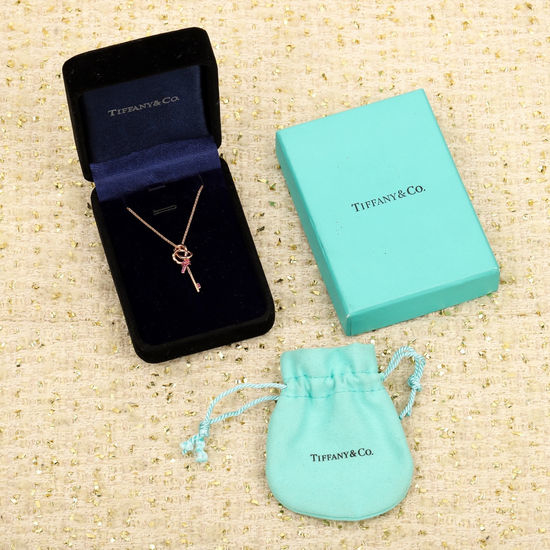 Tiffany & Co. Diamond Key Pendant Necklace
