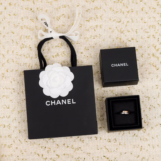 Chanel Quilted Two Tone Textured Ring