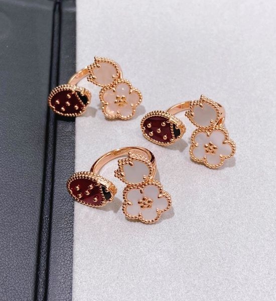 Van Cleef & Arpels VCA Cute Ladybug Inlaid Ring