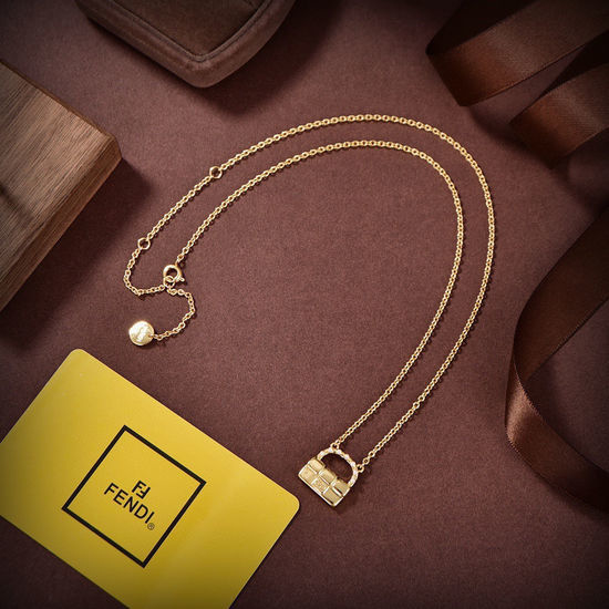 Fendi Minimalist Logo Pendant Daily Necklace