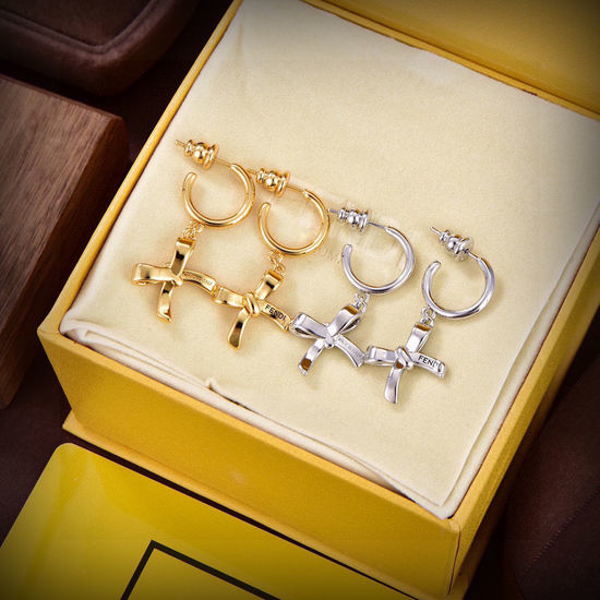 Fendi Simple Logo Stud Earrings Daily Wear Jewelry