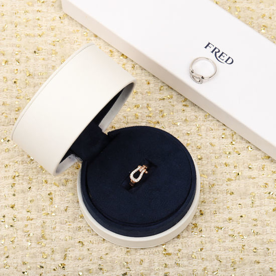 Fred Sterling Silver Horseshoe CZ Ring
