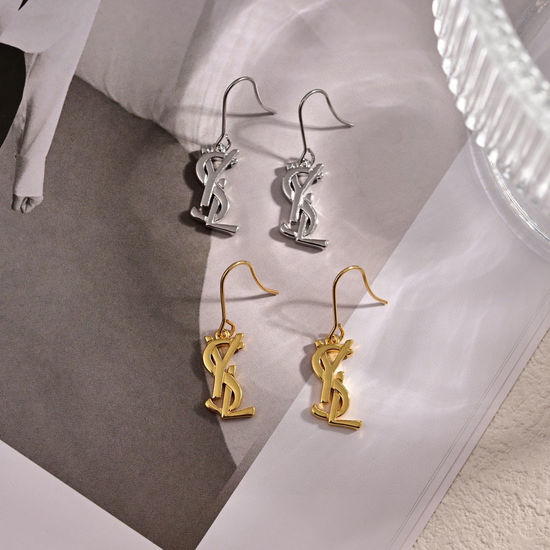 Yves Saint Laurent YSL Elegant Brass Fashion Earrings