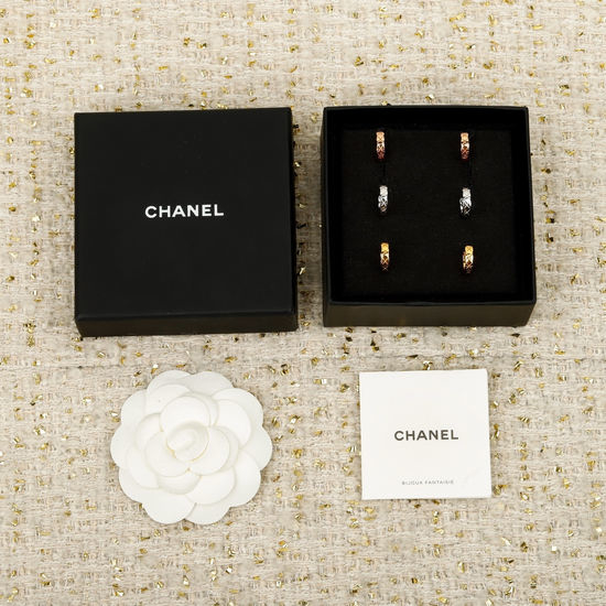 Chanel Quilted Sterling Silver Hoop Earrings