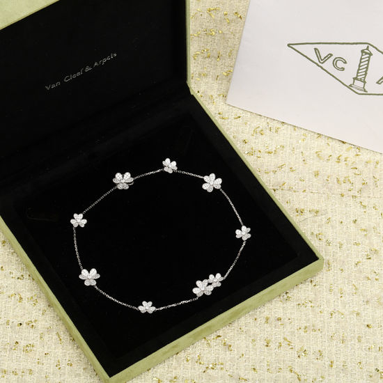 Van Cleef & Arpels VCA Floral Full Diamond S925 Silver Necklace
