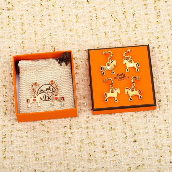 Hermes Pony Enamel Drop Oil Earrings