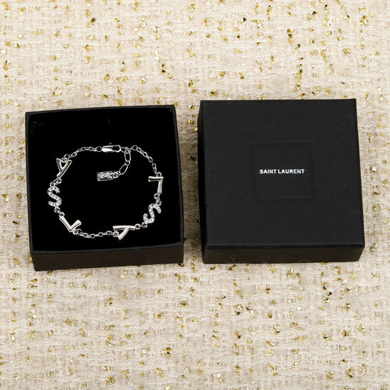 Yves Saint Laurent YSL Double Letter Rhinestone Double Sided Bracelet