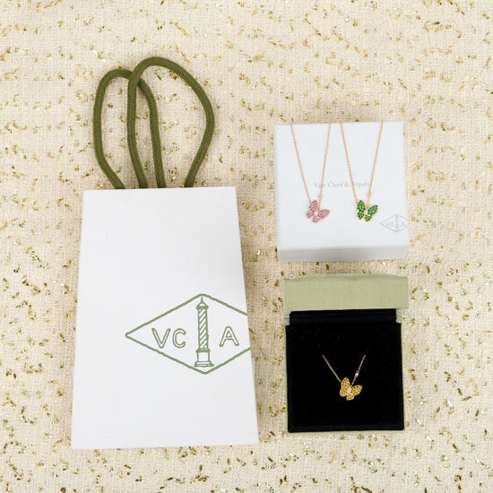 Van Cleef & Arpels VCA Two-Tone Full Diamond Butterfly Necklace
