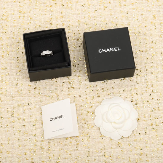 Chanel Quilted Full Diamond Narrow Band Ring