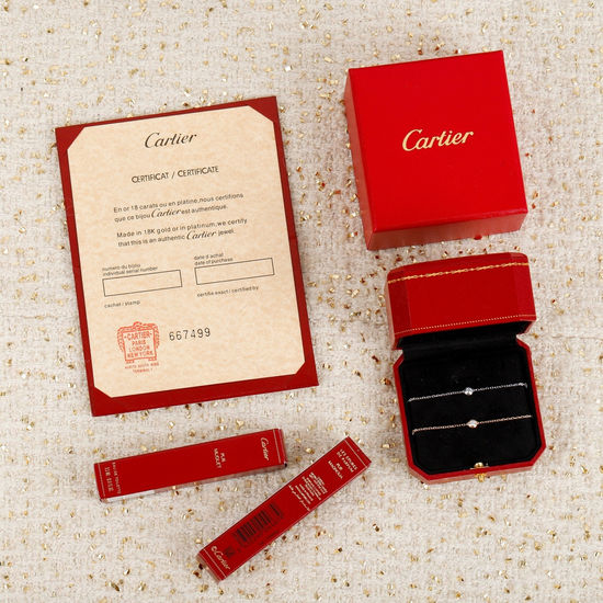 Cartier Classic Single Diamond Necklace Bracelet Set