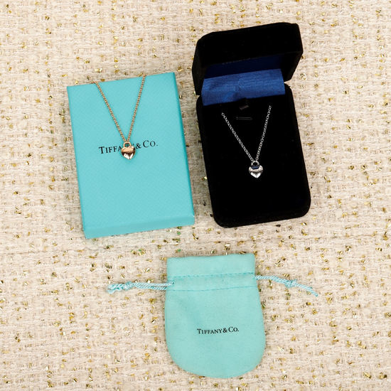 Tiffany & Co. Double Heart Enamel Pendant Necklace
