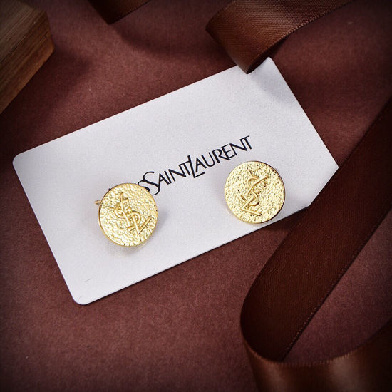 Yves Saint Laurent YSL Round Stud Earrings Brass Material