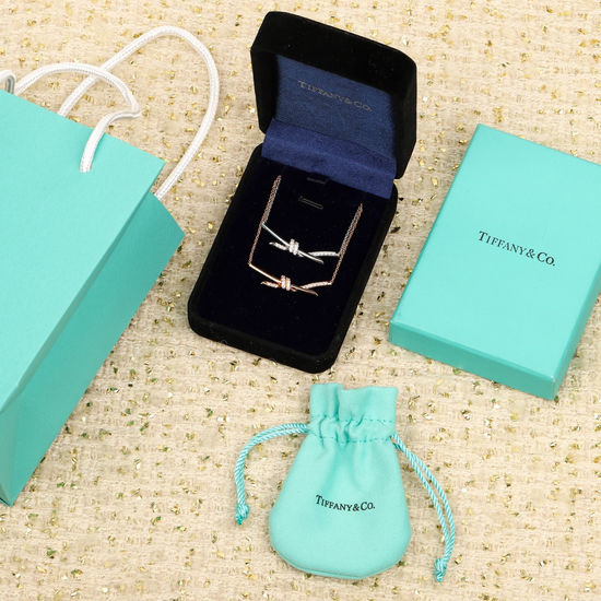 Tiffany & Co. Dainty Knot Pendant Necklace with Diamonds