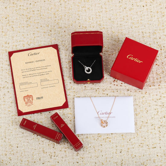 Cartier Diamond Paved Double Ring Necklace