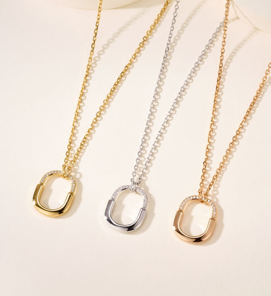 Tiffany & Co. Lock Shape Diamond Inlaid Clavicle Necklace