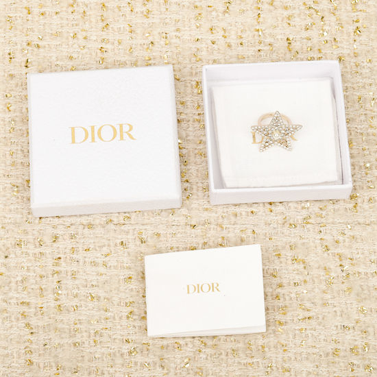 Christian Dior CD Star Pearl Crystal Embellished Ring