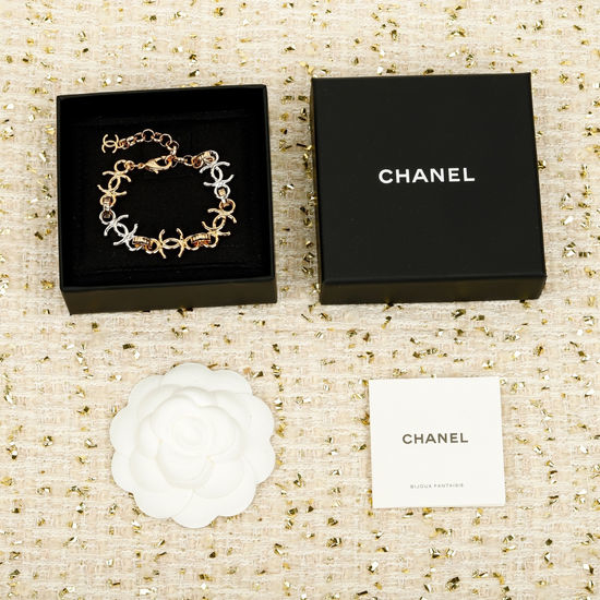 Chanel Two Tone Metal Chain Bracelet