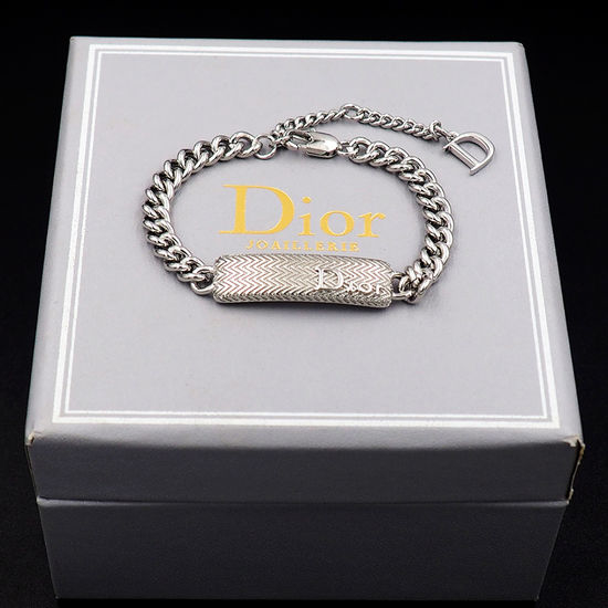 Christian Dior CD Rippled Denim Chain Bracelet