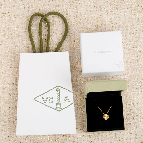 Van Cleef & Arpels VCA Laser Carved Glossy Silver Necklace