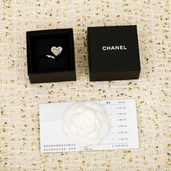 Chanel Two Tone Heart Full Diamond Ring