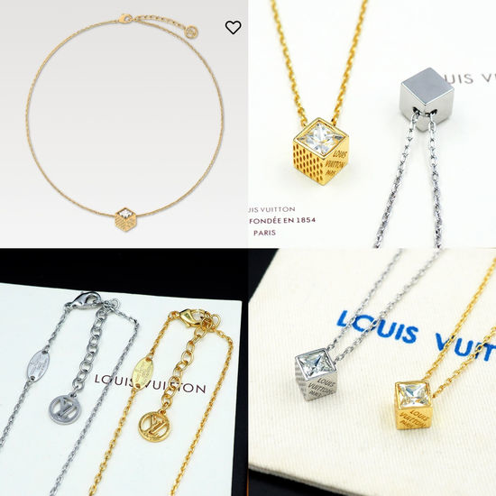 Louis Vuitton LV Rhinestone Decorated Cube Necklace