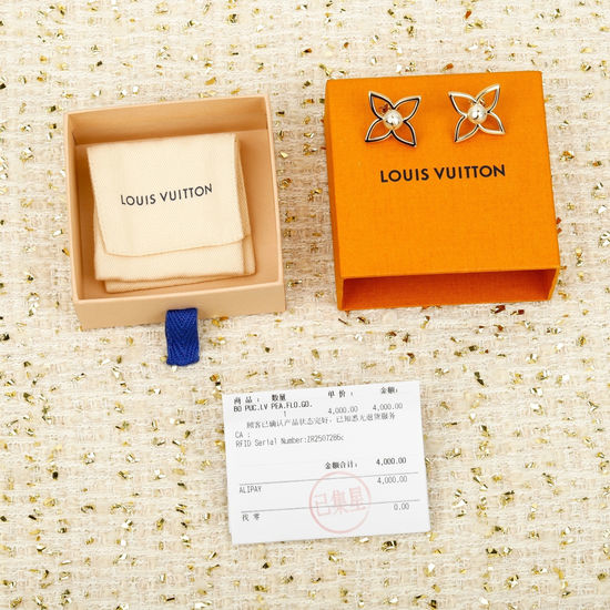 Louis Vuitton LV Pearl Flower Hollow Earrings