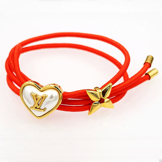 Louis Vuitton LV Red Rope Heart Pearl Decor Bracelet