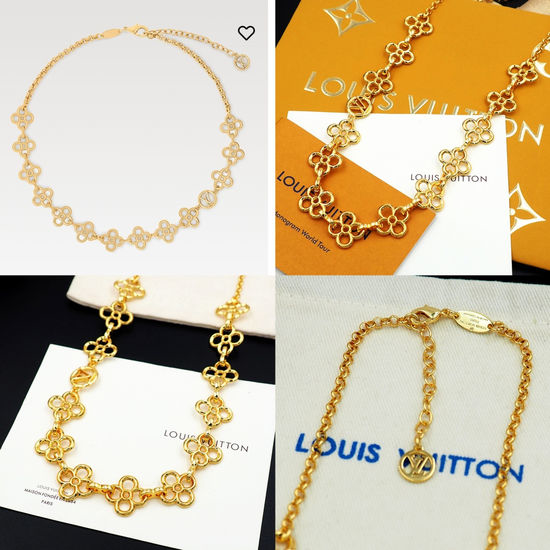 Louis Vuitton LV Classic Flower Pendant Chain Necklace