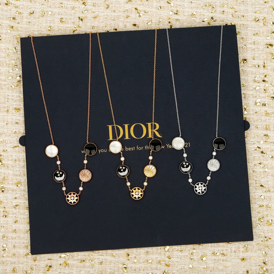 Christian Dior CD Reversible Sun Moon Star Necklace