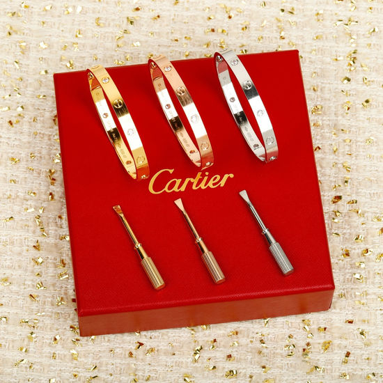 Cartier 4 Diamond Brushed Bangle