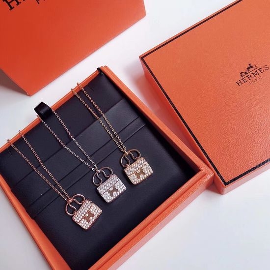 Hermes Bag Shape Pendant Chain Necklace