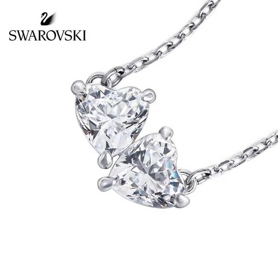 Swarovski Dual Heart Crystal Clavicle Necklace