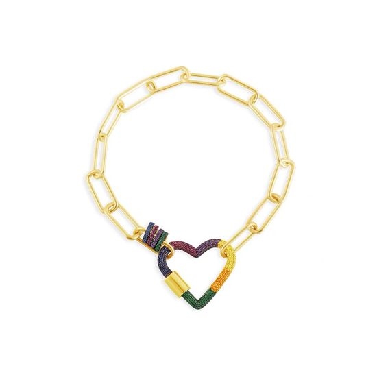 Apm monaco Rainbow Heart Pendant Chain Bracelet