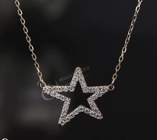Swarovski Golden Star Pendant Clavicle Necklace