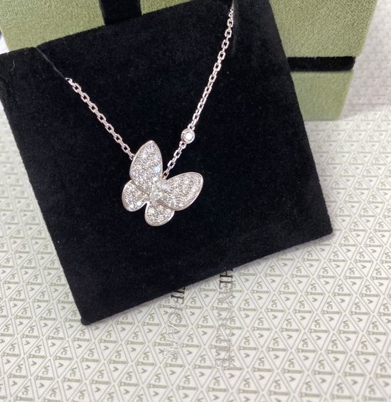 Van Cleef & Arpels VCA Diamond Butterfly Adjustable Pendant Necklace