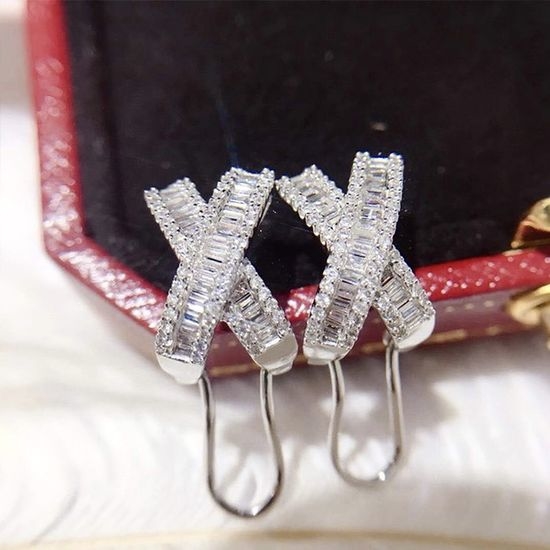 Graff Cross Square Diamond Stud Earrings
