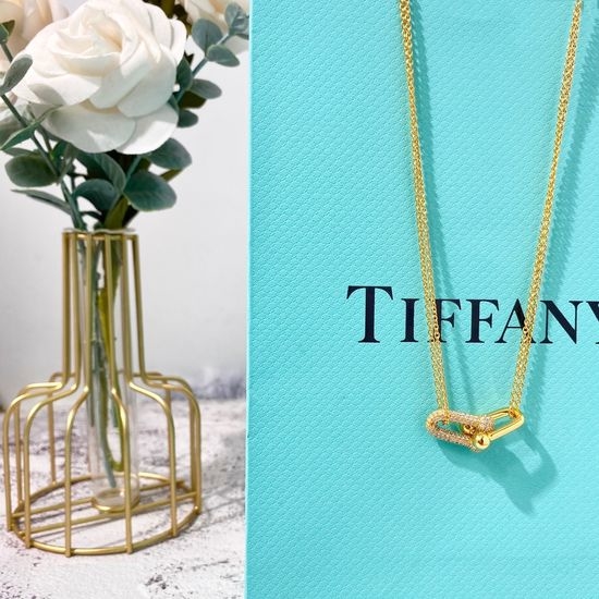 Tiffany & Co. Diamond-set Dual Chain Bamboo Necklace