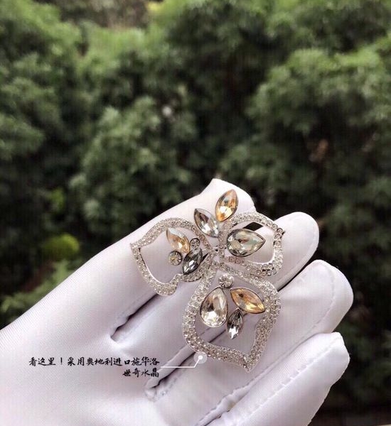 Swarovski Rose Shape Crystal Brooch
