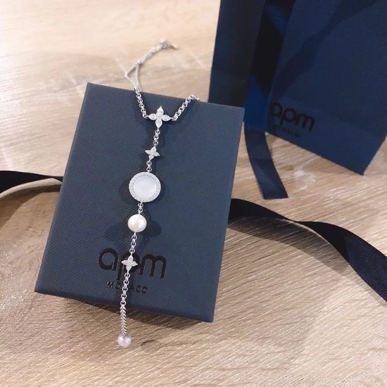 Apm monaco White Mother of Pearl Long Necklace