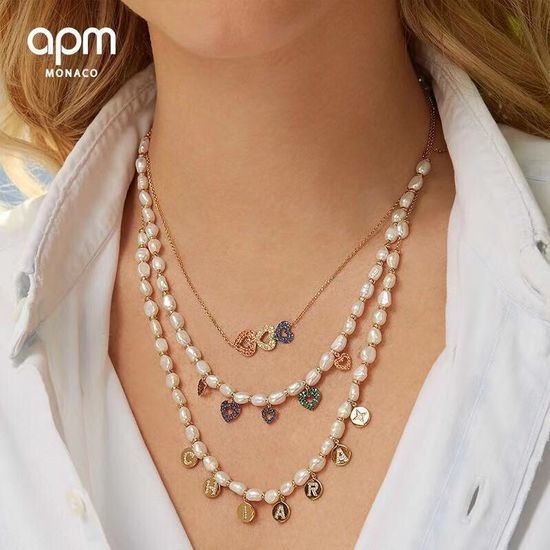Apm monaco Sparkling Crystal Heart Charm Necklace