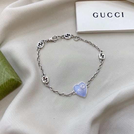 Gucci Light Blue Enamel Adjustable Chain Bracelet