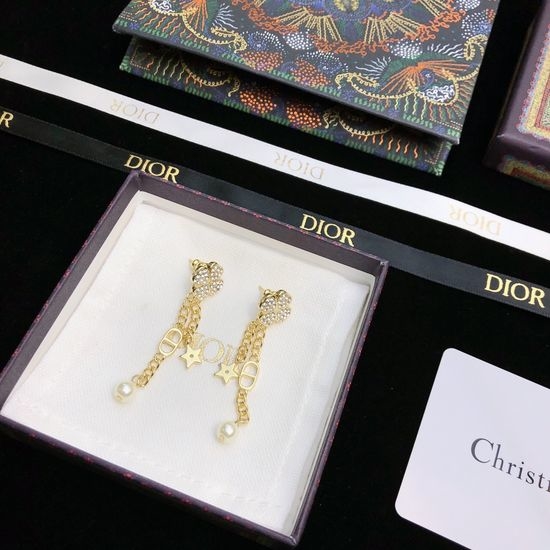 Christian Dior CD Brass Material Letter Classic Stud Earrings