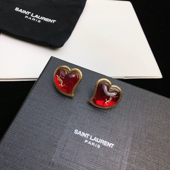 Yves Saint Laurent YSL Love Heart Stud Earrings Elegant Design