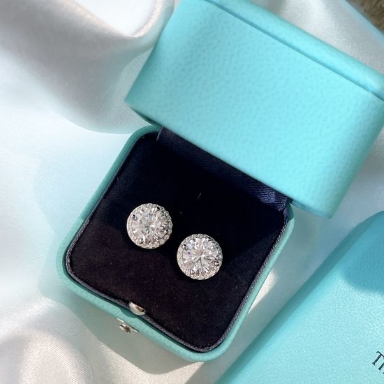 Tiffany & Co. Round Cut Moissanite Stud Earrings