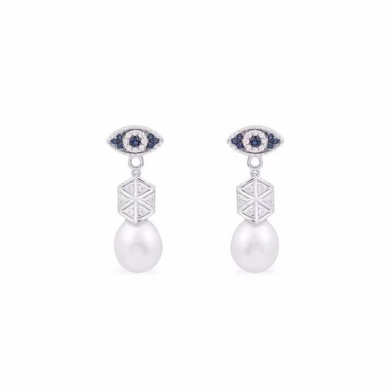Apm monaco Evil Eye Shield Pearl Earrings