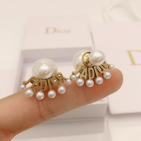 Christian Dior CD Dual Size Pearl Stud Earrings